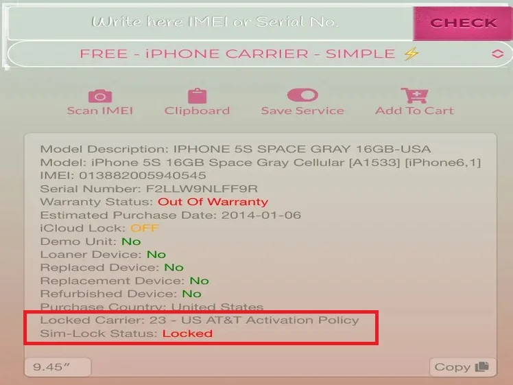 статус блокировки